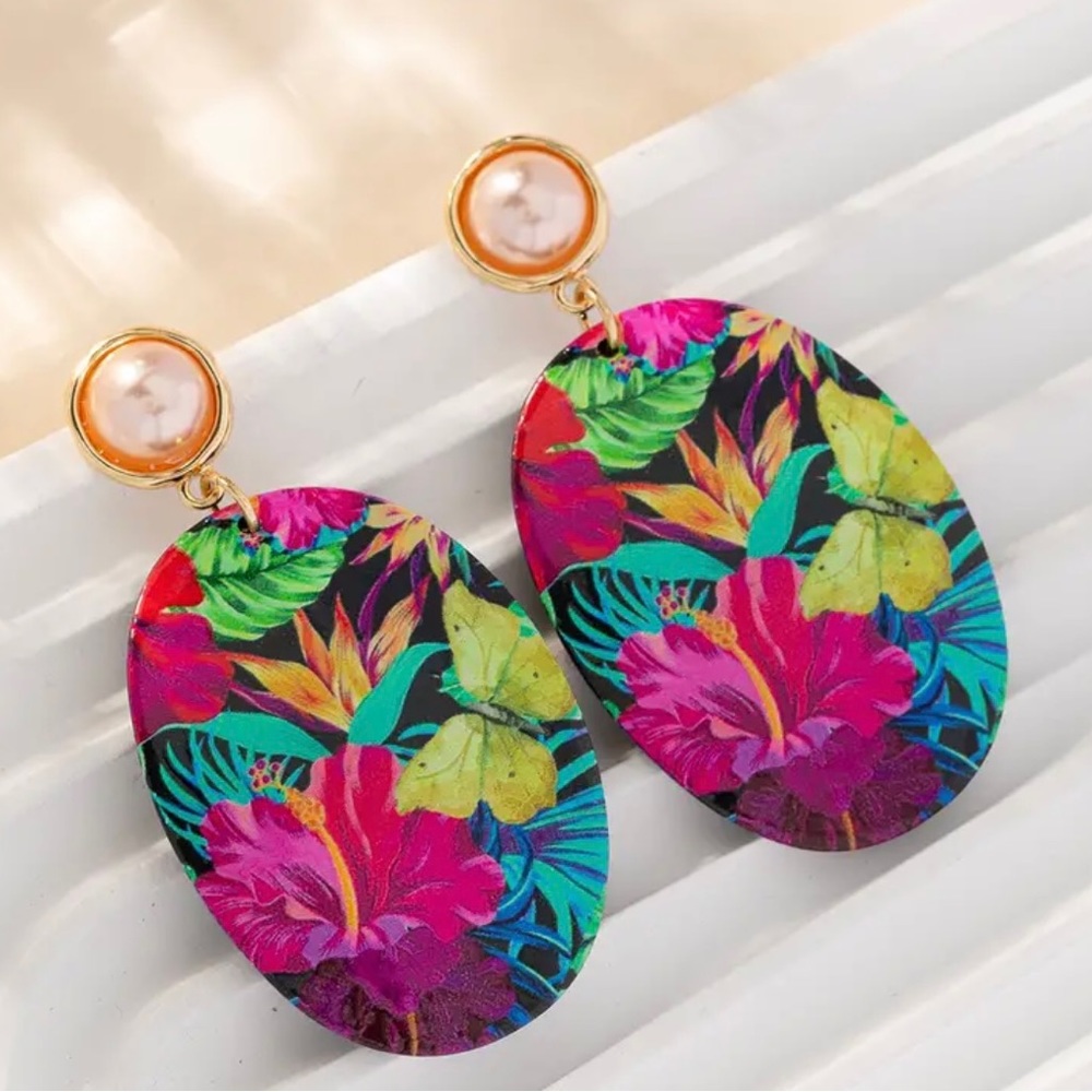 Floral Acrylic Earrings